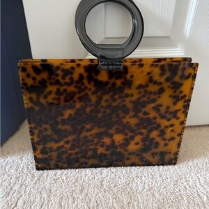 Tortoiseshell Pattern Handbag with Black Handle